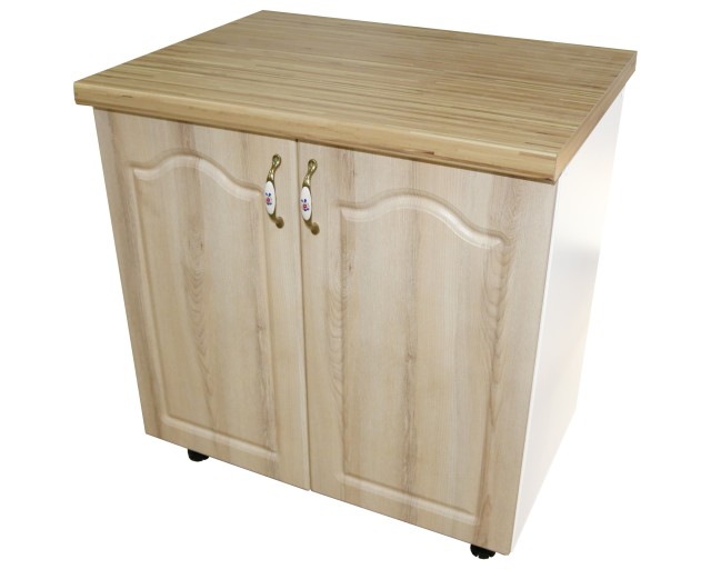 Masca pentru chiuveta cu 2 usi 80 cm Zebra, alb/MDF Sonoma Mustata, cu blat Artar 80 x 85 x 60